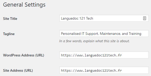 The SITE URL field in WP-ADMIN