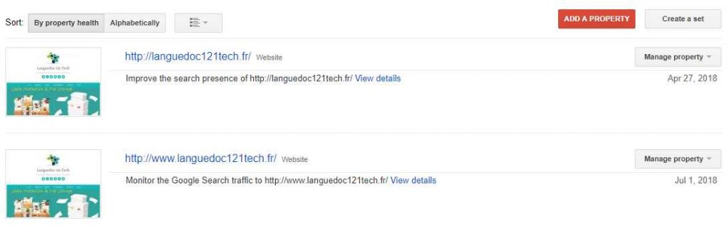 Overview of Sites Registered with Google Webmaster Console