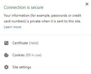 The Connection is Secure Message in Google Chrome